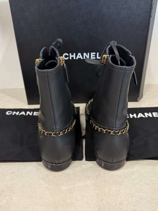 Selling Chanel 17A combat boots. New with tags (re... | Fishbowl $1400 CHANEL BOOTS